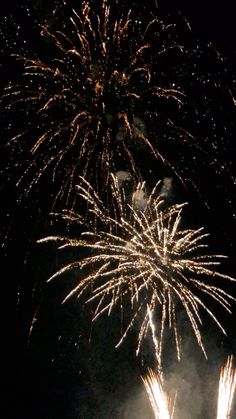 fireworks are lit up in the night sky