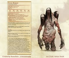 an image of a page with information about the creature that appears to be human form