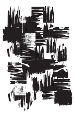 an abstract black and white painting with brush strokes