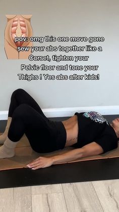 a woman is laying on her stomach in a yoga pose with the caption above it