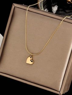 Gender:Women \nColor:Yellow Gold \nMaterial:Stainless Steel \nMagnetic:No \n Heart Charm Necklace, Black Velvet Choker, Led Makeup Mirror, Women Pendant, Makeup Mirror With Lights, Cross Chain, Velvet Choker, Leather Chain, Party Accessories