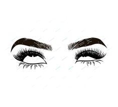 an eye with long eyelashes and lashes drawn on the bottom half of her face, in black