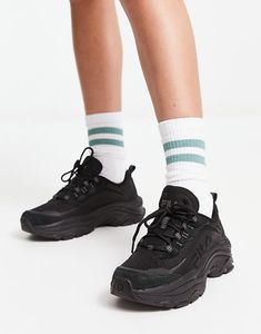 Fila Alpha Ray Linear sneakers in black | ASOS Fila Interaction Shoes, Black Shoes Outfit Sneakers, Black Fila Shoes, Black Shoes Outfit, Fila Outfit, Black Basket, Basket Noir, Fila Shoes, Black Trainers