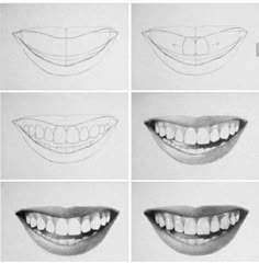 the steps to draw teeth in different ways