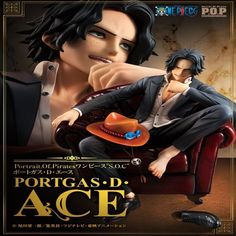 a poster for the movie portgas d ace with an image of a man sitting on a chair