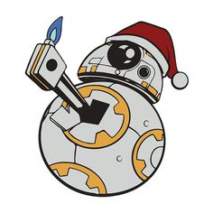 a star wars bbg character with a santa hat on