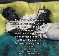 a painting of a person laying down on a couch with a book in his lap