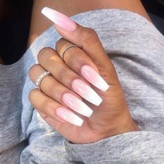 Coffin Nails Ombre, Ombre Nail Art Designs, Ombre Manicure, Coffin Nails Matte, Nail Design Video, Nagellack Trends, Nail Art Gel, White Acrylic Nails