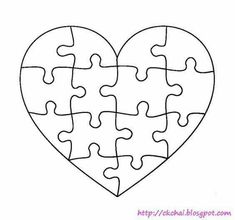 a heart shaped puzzle piece with missing pieces to make it easier for someone to color