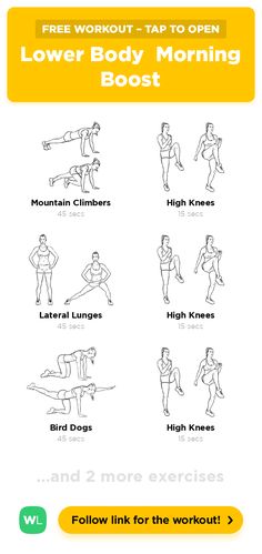 an exercise poster with the words lower body morning and lower body workouts on it