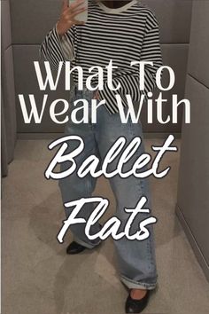 Ballet Flat Outfit, Ballet Shoes Outfit, Cuffed Jeans Outfit, Style Ballet Flats, Ballet Flats Outfit, Fall Winter Fashion Trends, Silver Ballet Flats, Bar Outfits, Striped Linen Pants