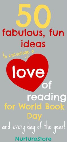 a book cover with the words 50 fabulous fun ideas to recurge a love of reading for world book day and every day of the year