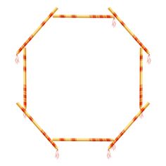 an orange and yellow frame with some sticks sticking out of the middle to form a hexagonal shape