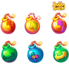 six different types of ornaments on a white background