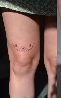 two pictures of the same woman's legs with different tattoos on their butts