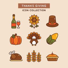 thanksgiving icons with the words thanks giving