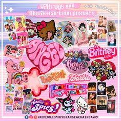 an image of many different stickers on a pink background