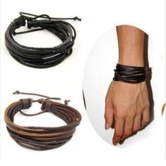 New. This Bracelet Is Perfect For Men Or Women. It Is Made Out Of Layered, Flexible, Composite Leather. It Is Adjustable And Ties So It Will Fit Most And Measures Approximately 4" Up To 10". Choose Brown Or Black. Listing Is For One Bracelet. If You Want Both Colors, Let Me Know And I Can Make A Bundle For You. J0047 Brown J0048 Black Wrap Armband, Braided Rope Bracelet, Casual Bracelets, Leather Bangle, Genuine Leather Bracelet, Wristband Bracelet, Stil Elegant, Band Bracelet, Leather Bracelets