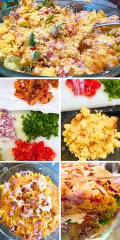 several pictures of different types of food being cooked