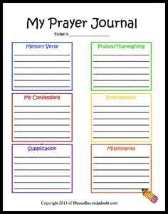 a printable prayer journal with the words my prayer journal written in rainbow and black