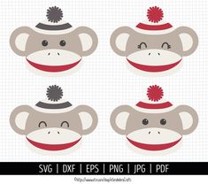 three monkeys with hats on their heads