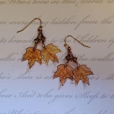 "Beautiful acrylic Maple Fall Leaves are handmade with gold finish posts or ear wires.  1 3/8\" length with wires." Autumn Jewelry, Jewelry Halloween, Maple Tree, Funky Jewelry, Fall Jewelry, Halloween Jewelry, Dream Jewelry, Jewelry Inspo, Fall Leaves