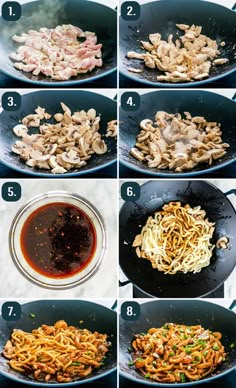 step by step instructions on how to make chicken lo mein in a wok with sauce