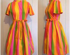 Vintage 1950's Swirl Multicolored Wrap Dress Size 8-9 Vintage Marketplace, Vintage 1950s, Cotton Dresses, Pretty Outfits