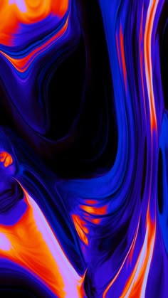 an abstract painting with orange and blue colors on black background for use as wallpaper or backdrop