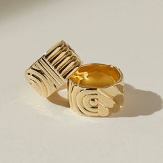 Chloe Ring, Linear Pattern, Jewel Box, Wide Bands, Microfiber Cloth, Jewelry Care, Solid Gold, Chloe, Gold Rings