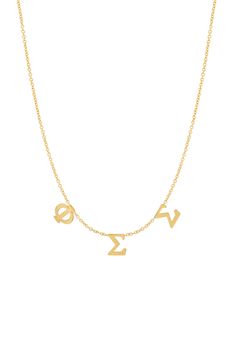 a gold necklace with the word love written in cursive writing on it and an arrow