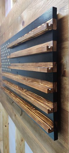 an american flag made out of wooden planks