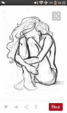 a drawing of two people hugging each other