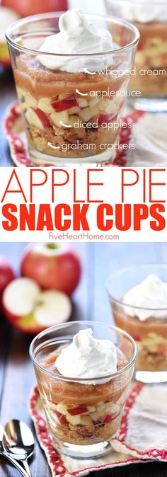 apple pie snack cups with whipped cream on top