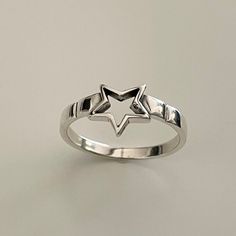 Sterling Silver Open Star Ring With 2mm Design Band Silver - Etsy Jewelry Accessories Ideas, Funky Jewelry, Star Ring, Girly Jewelry, Love Ring, Jewelry Inspo, Dream Jewelry