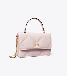 Mini Kira Diamond Quilt Top-Handle Chain Wallet: Women's Designer Mini Bags | Tory Burch Pink Tory Burch Purse, Rose Salt, Cirrus Cloud, Tory Burch Shoulder Bag, Kira Chevron, Tory Burch Purse, Tory Burch Kira, Barrel Bag, Womens Designer Handbags