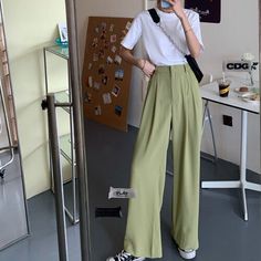 Summer Loose Pants High Waist Thin Wide-Leg Pants Solid Casual Trousers Korean | eBay Trousers Women Outfit, Style Wide Leg Pants, Christmas Dress Women, Spring Dresses Women, Khaki Jeans, Womens Wide Leg Pants, Pants Women Fashion, Wide Leg Dress Pants, White Dress Party