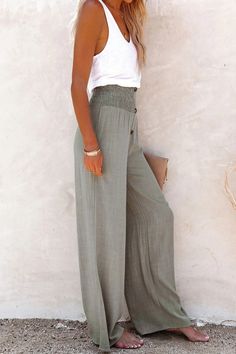 Weave Style, Outfit Casual, Looks Vintage, Linen Pants, Outfits Casuales, Primavera Estate, Long Pants, Wide Leg Trousers