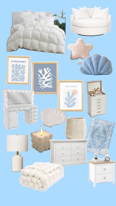 Room inspired Beachy Aesthetic Room, Beachy Teen Bedroom, Beach Room Ideas, Beach Room Aesthetic, Costal Bedroom