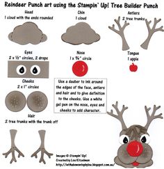 reindeer punch art using the stampin'up tree builder punch instructions for christmas crafts