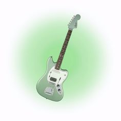 an electric guitar is shown on a green background