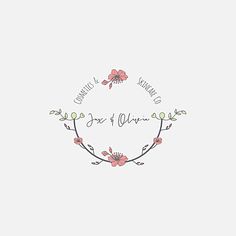 the logo for an organic food and drink company, with pink flowers on white background