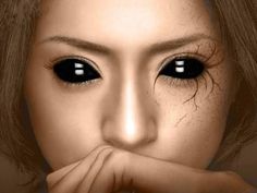 Halloween makeup idea *note to self:* find someplace that sells colored contacts. They are an absolute must-have and can make a costume! Black Eyes, Halloween, Makeup, Black, Make Up