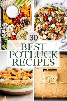 the top 20 best potluck recipes for your next party or special occasion, including dips, crackers and more