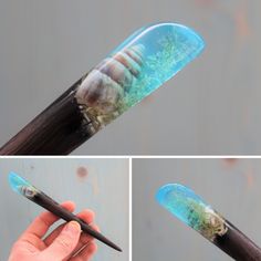 Resin and wood hair stick with real seashell inside by WoodBerryArt.#Long_hair_accessories#wood_and_resin_hair_jewelry#hair_gift#gift_for_girl_long_hair#hair_pin_acrylic#terrarium_hair_stick Acrylic Terrarium, Epoxy Rings, Resin Hair Accessories, Resin Jewelry Diy, Hair Gift, Ocean Jewelry, Epoxy Resin Crafts, Jewelry Hair, Diy Resin Crafts