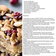 the recipe for cranberry almond bars is shown