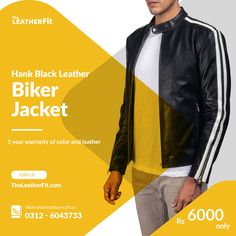 Hank Black Leather Biker Jacket For Men ABOUT: This unique Jacket is made of High-Quality Genuine SHEEP-SKIN Leather. Its leather is very glamorous that makes it very adaptable to wear on any occasion. The Jacket is professionally cut and stitched throughout as following International Standards. Great Choice for Casual & Parties. 100% Money-Back Guarantee. #TheLeatherFit #Leather_Jackets_For_Men #Leather_Jacket_For_Women