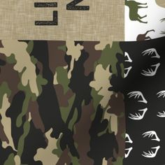 an image of camouflage fabric with different patterns