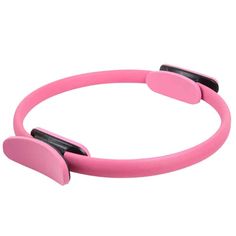 a pink wristband with two black clips on it's end and an oval shaped clasp