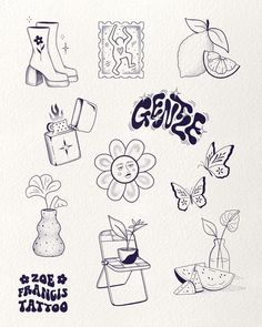 an image of various tattoos drawn on paper